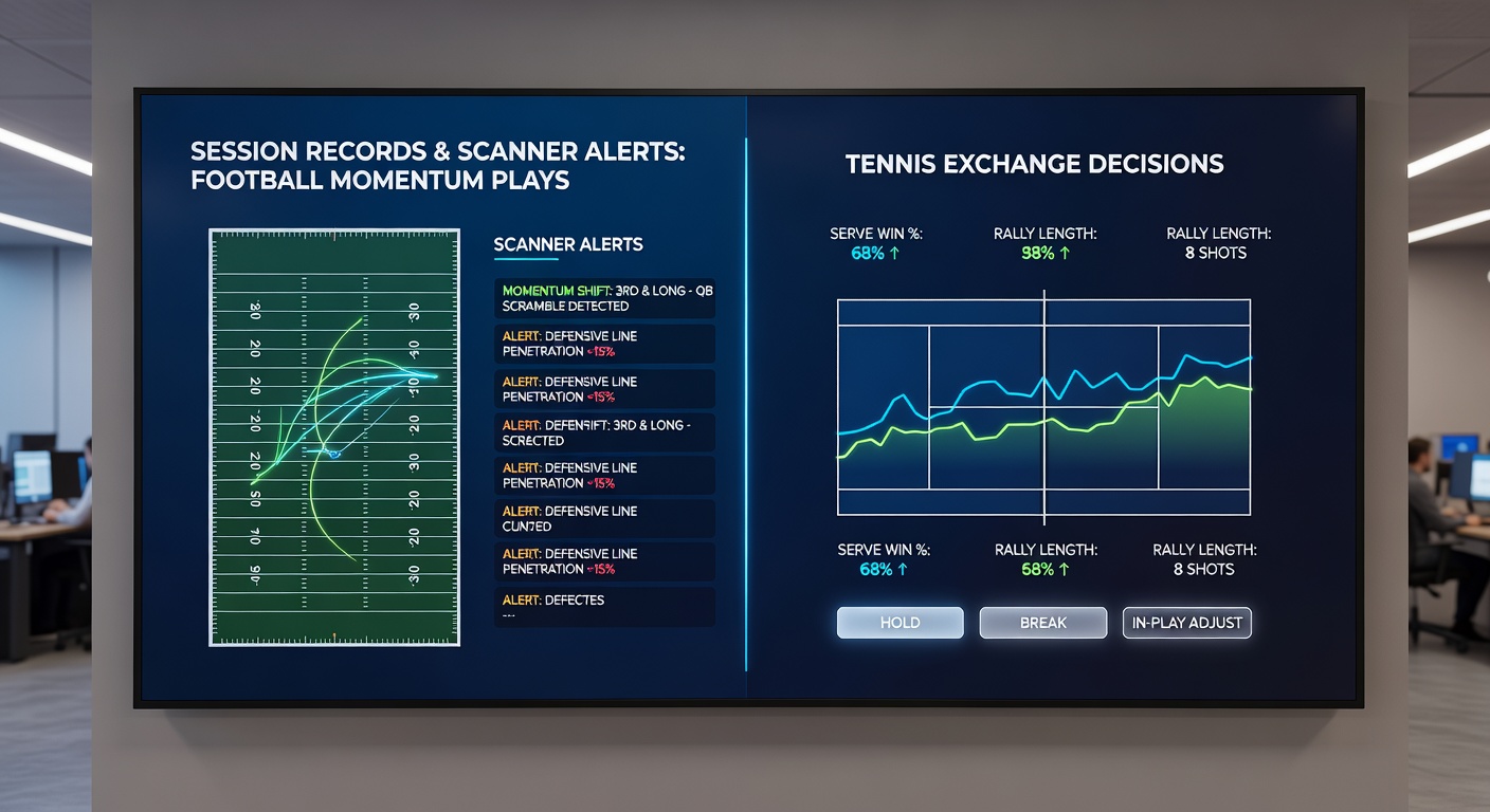 Live scanner interface highlighting tennis exchange odds movements during a match